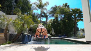 Kali Roses poolside black lingerie xxx video