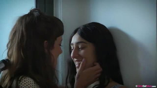 Lesbian couple intimate wall moment hot porn clip