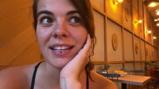 Brunette with lip piercing smiling sex video