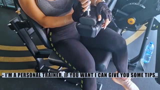 Gym fit woman in black leggings hot sex scene